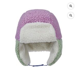 Kids' Cozy Sherpa Hat - Pink, Green, and White